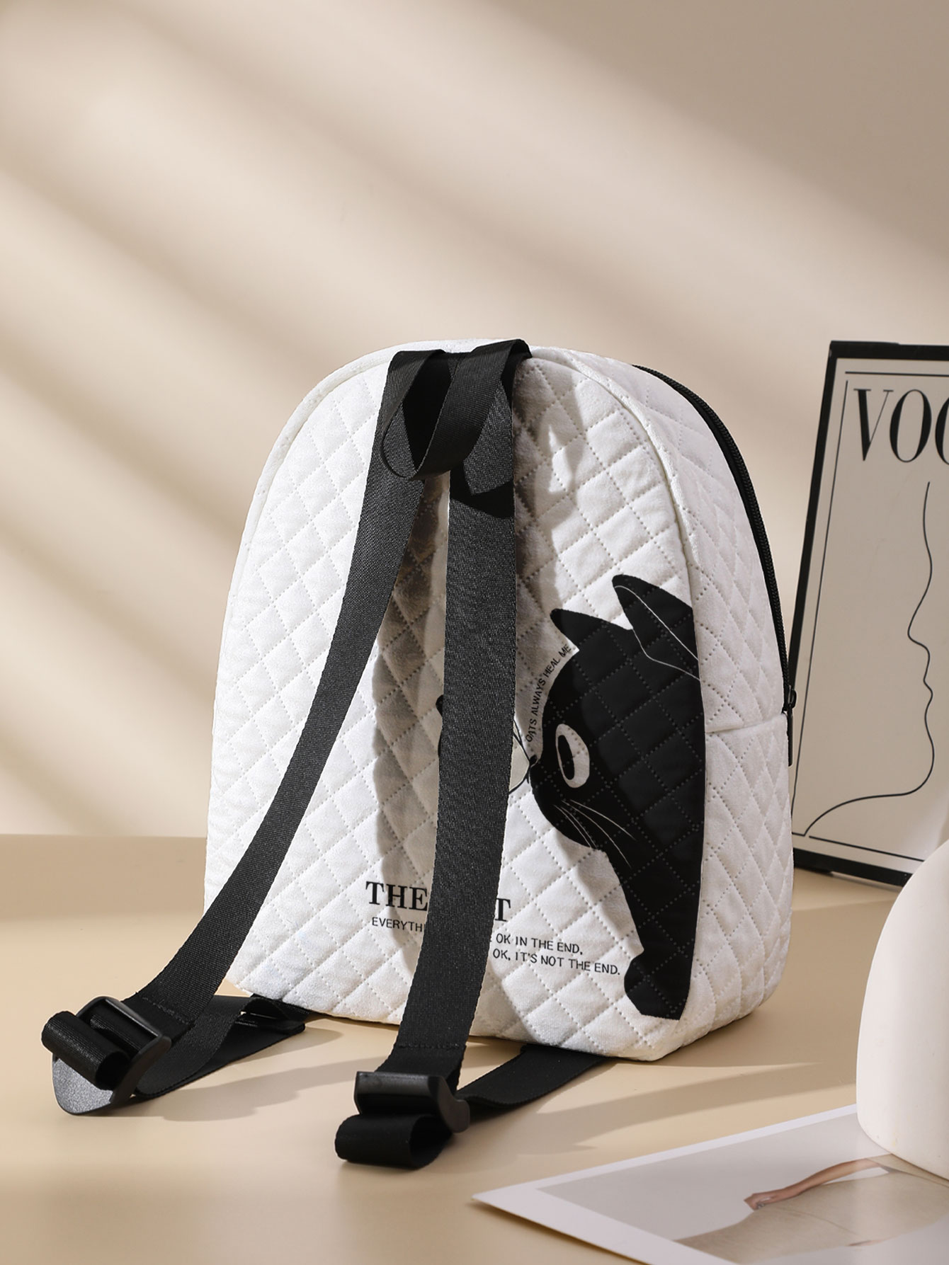 Black Cat Butterfly Print Quil - Mini Backpack Purse ulasan dan harga