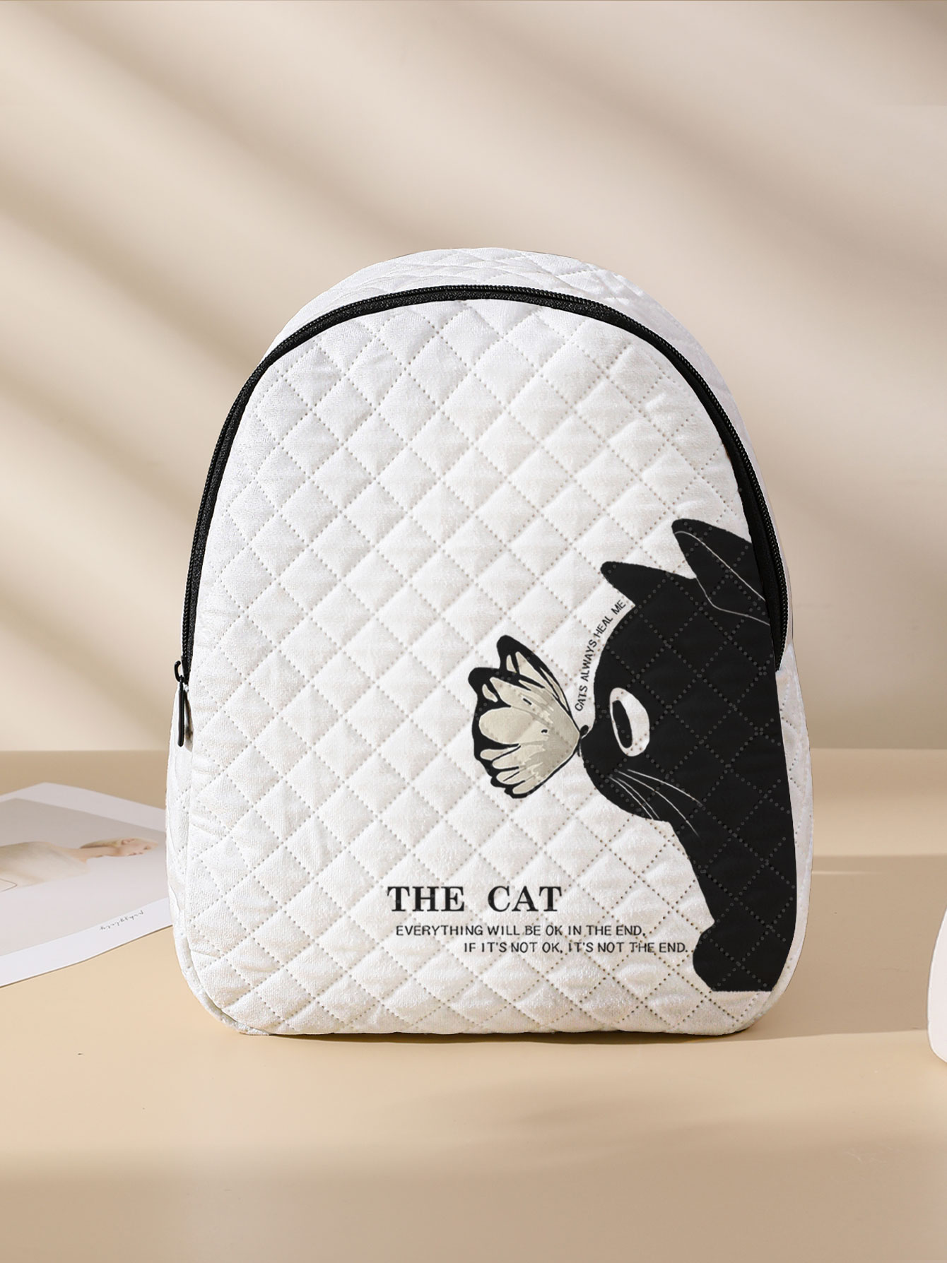 Black Cat Butterfly Print Quil - Mini Backpack Purse ulasan dan harga