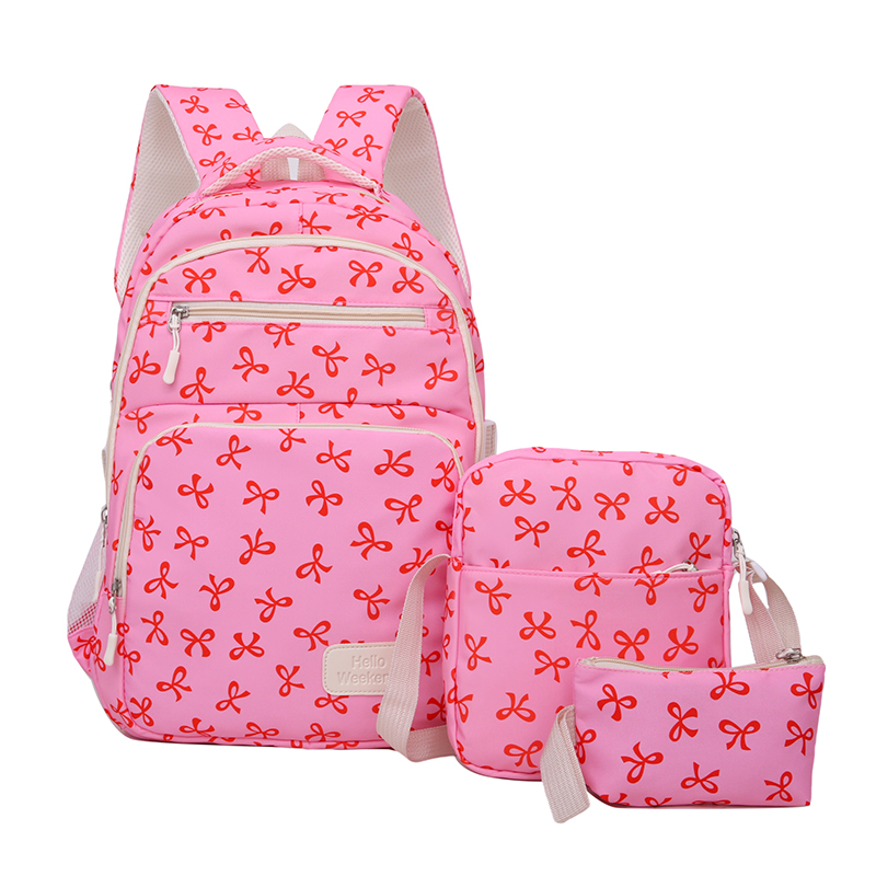 3Pcs Cute Bow Print Backpack w - Sling Backpack Shoulder ulasan dan harga
